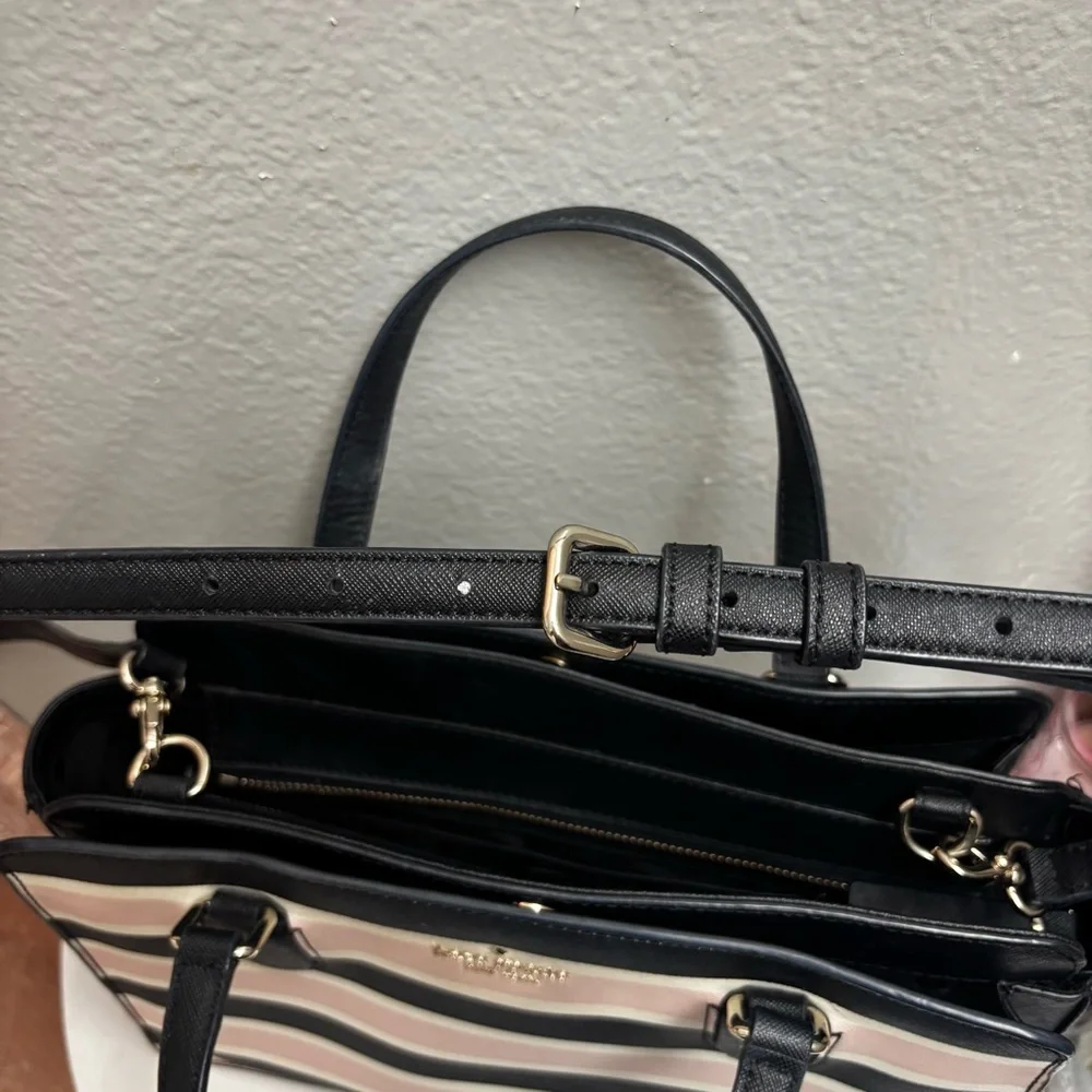 Kate Spade Black and Pink Striped Satchel